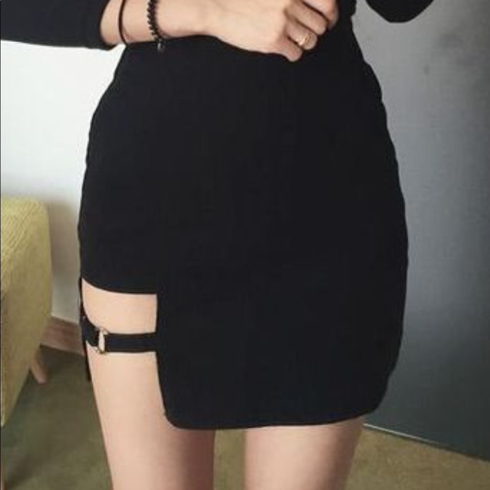 Asymmetric Hem Black Mini Skirt NWOT